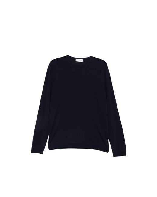 Roberto Collina Blue Fine-Knit Crew-Neck Sweater for men