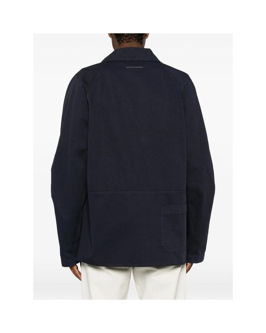 MM6 by Maison Margiela Blue Concealed-Fastening Patch-Pocket Shirt Jacket for men
