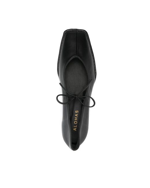 Alohas Black Sway Leather Ballerina Shoes