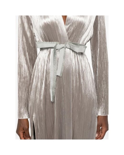 Forte_forte Gray Plissé-Effect Belted Coat