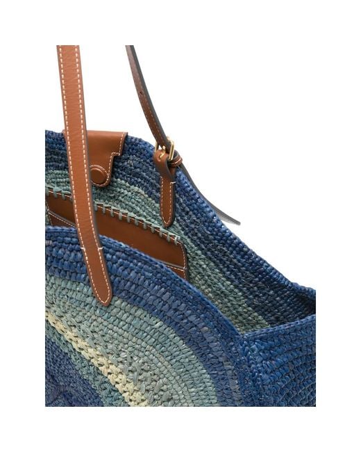 Anya Hindmarch Blue Tote Bag Raffia