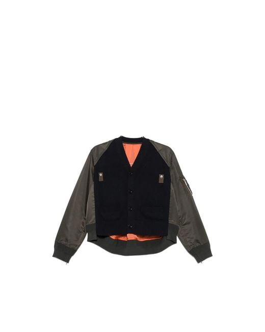 Sacai Black Long-Sleeve Cardigan