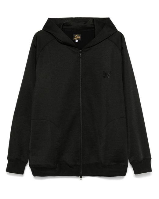 Needles Black Zipped Hoodie for men