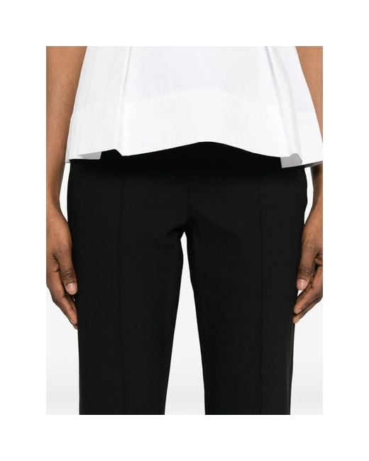 Vince Black Cropped Trousers With Elasticated Waistband