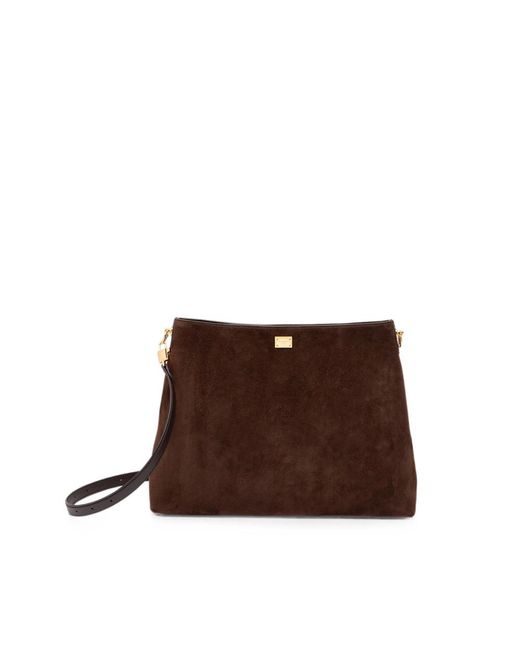 Dolce & Gabbana Brown Large Vittoria Suede Cross Body Bag
