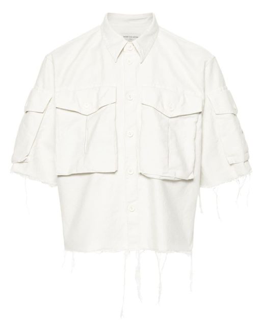 Dries Van Noten White Frayed-Detail Cotton Shirt for men