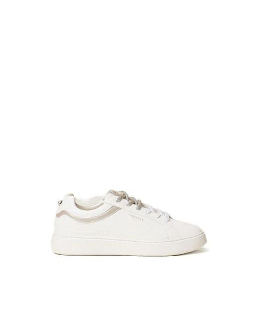 Twinset White Leather Sneakers