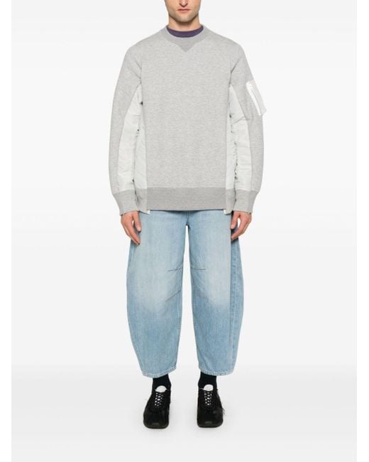 Sacai White Panelled Sweatshirt for men