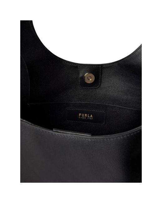 Furla Black Buckle-Detail Leather Tote Bag
