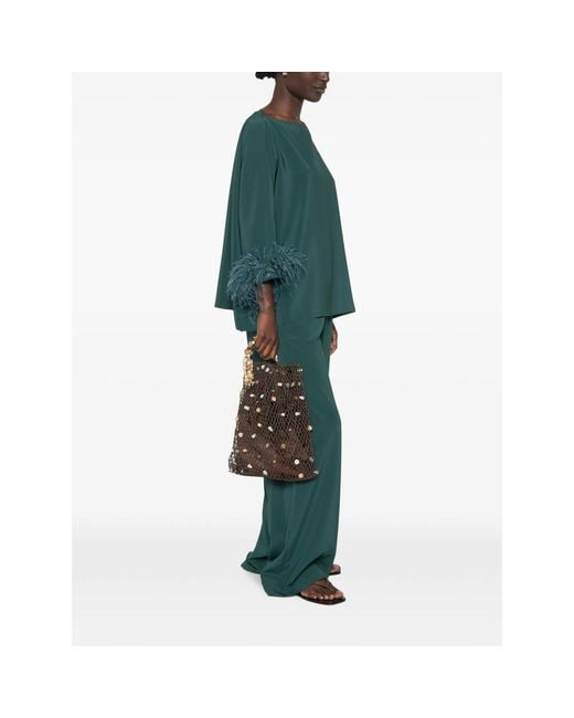 Gianluca Capannolo Green Laura Feather-Trim Top