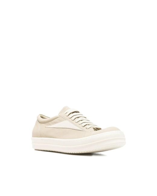Rick Owens White Contrast Panel Sneakers for men