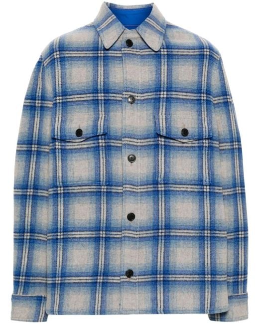 Isabel Marant Blue Kervon Plaid Shirt Jacket for men