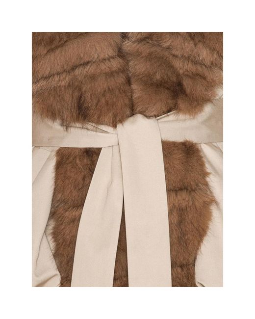 ROTATE BIRGER CHRISTENSEN Natural Trimmed-Collar Belted Jacket