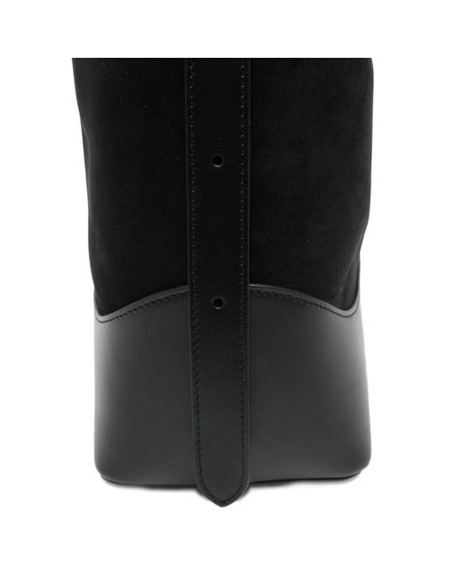Elleme Black Large Loop Suede Leather Shoulder Bag