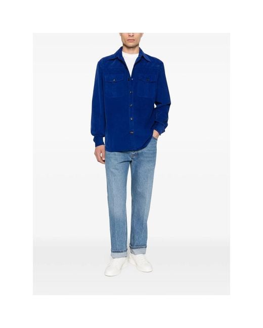 Isaia Blue Casual Shirts for men