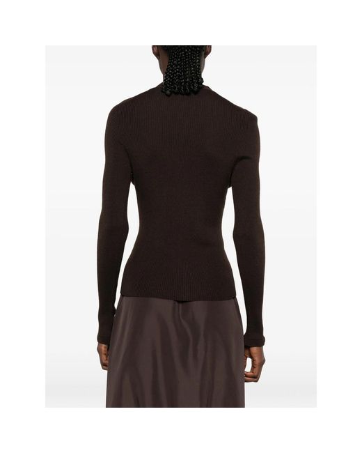 CECILIE BAHNSEN Black Ribbed V-Neck Cardigan