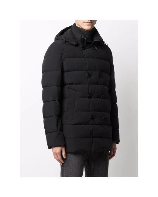 Moorer Black Florio Double-Breasted Padded Coat for men