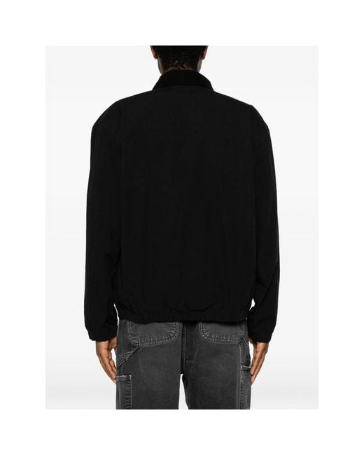 Carhartt Black Madison Logo-Embroidered Corduroy-Collar Zip-Up Ripstop Cotton Jacket for men
