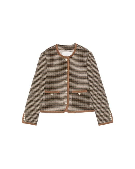 DUNST Brown Houndstooth Pearl-Button Jacket
