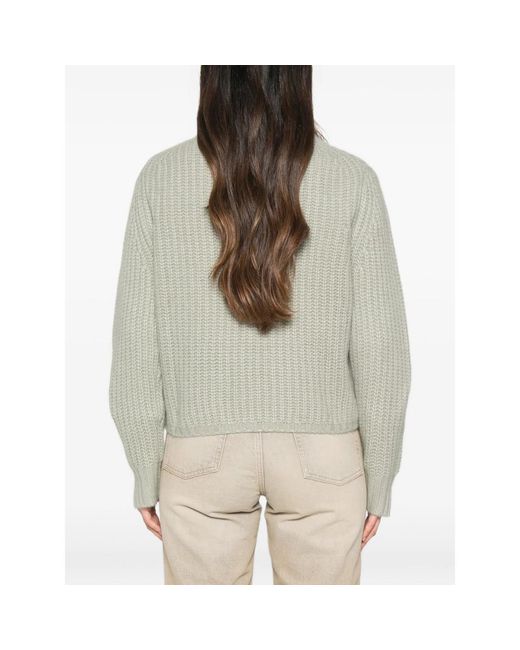 Allude Green Ribbed-Knit Crew-Neck Sweater