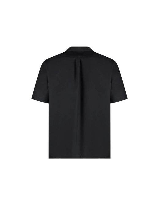 Umit Benan Black Havana Short-Sleeve Pocket-Detail Silk Shirt for men