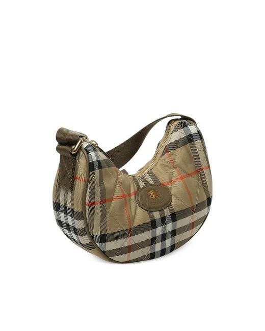 Burberry Metallic Horseshoe Quilted Check Crossbody Bag