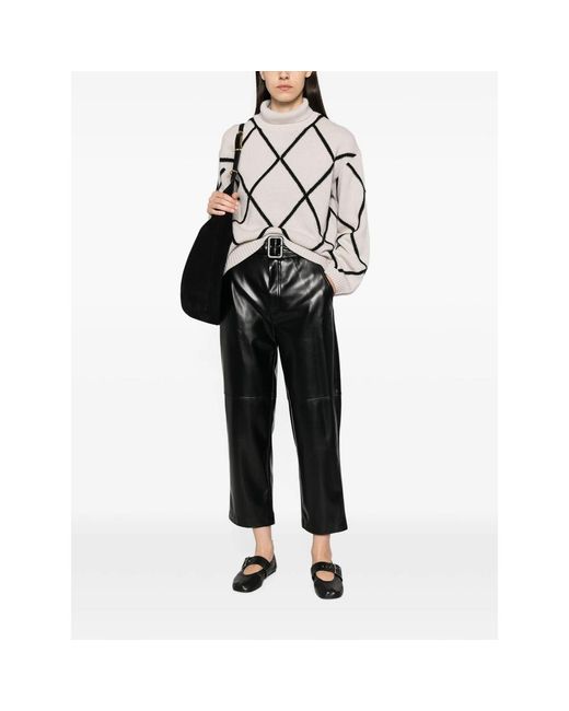 Allude Multicolor Argyle-Pattern Roll-Neck Sweater