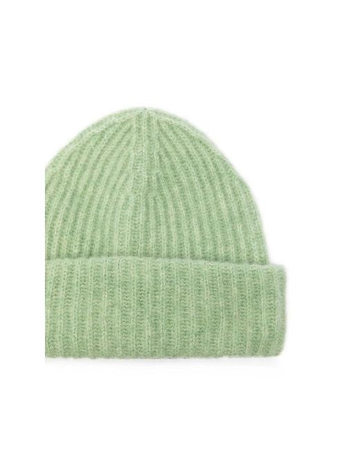 Roberto Collina Green Ribbed-Knit Beanie Hat for men