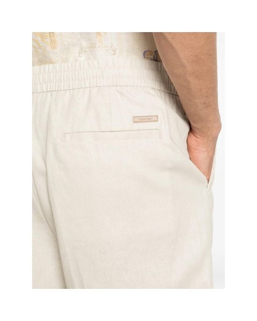 Calvin Klein White Deck Shorts Cotton-Linen for men
