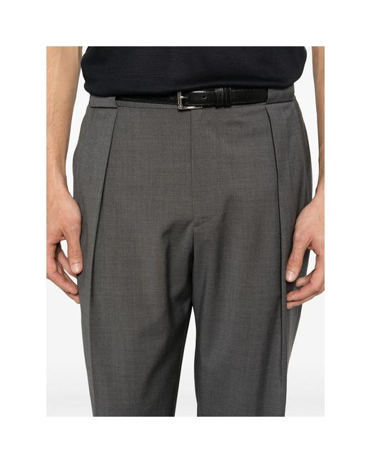 BRIGLIA Gray Portobellos Pleated Trousers for men