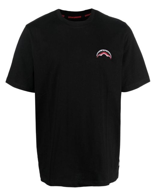 Sprayground Black Logo-print Cotton T-shirt for men