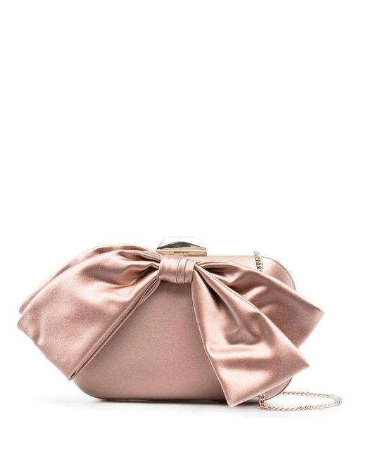 Jimmy Choo Pink Cloud Bow-detail Clutch Bag
