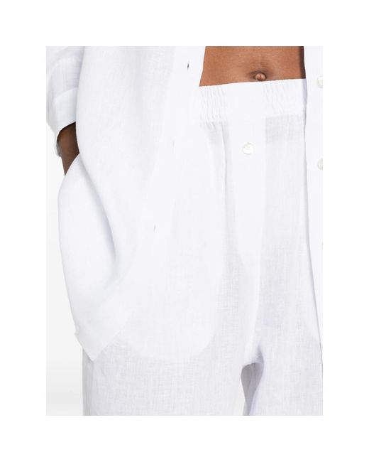 Riviera White Elasticated-Waistband Trousers