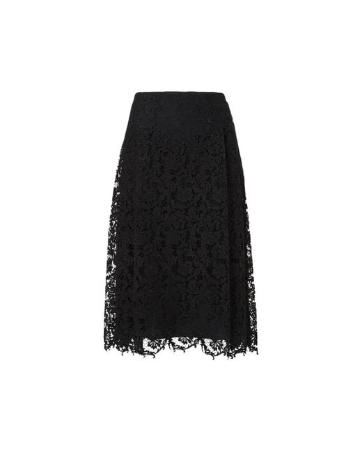 Fendi Black Lace Pleated Midi Skirt