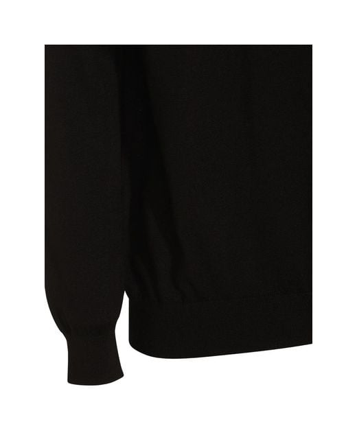 Malo Black Crew-Neck Virgin-Wool Sweater for men