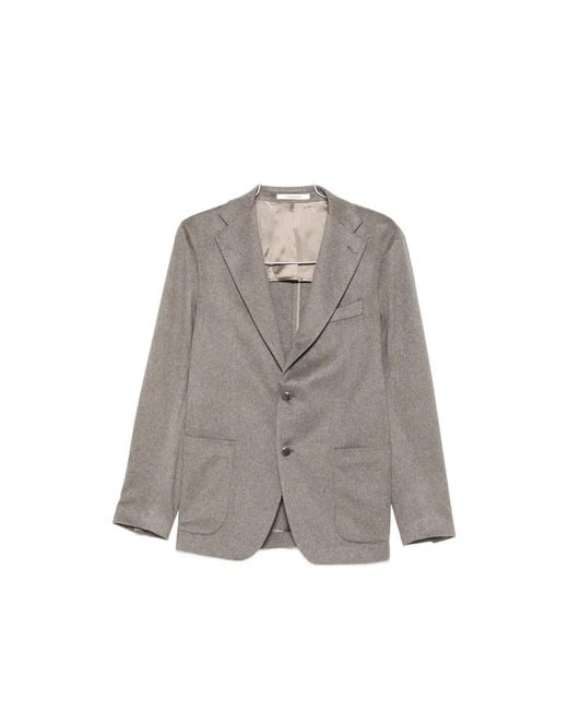 Tagliatore Gray Notched-Lapel Single-Breasted Blazer for men