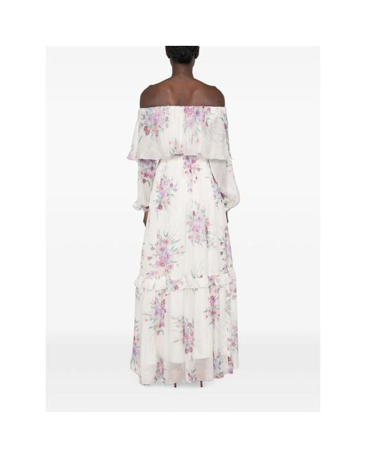 Raquel Diniz White Marisol Floral-Print Ruffled Maxi Dress