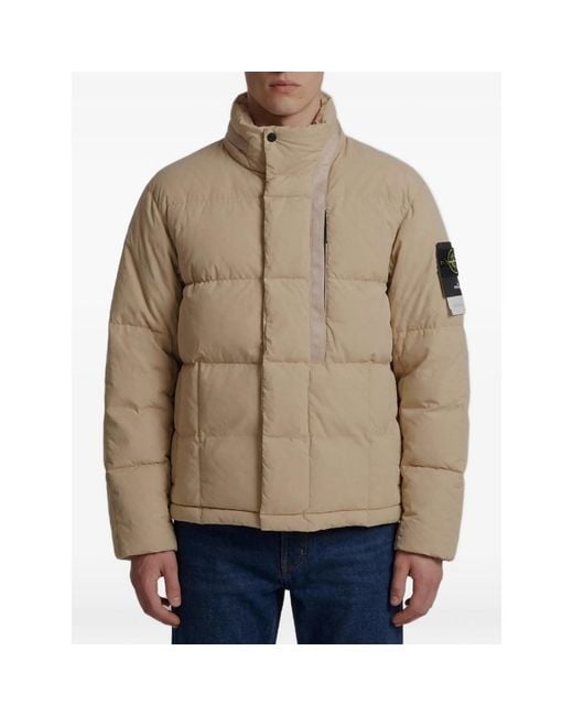 Stone Island Natural Quilted Hooded Jacket for men