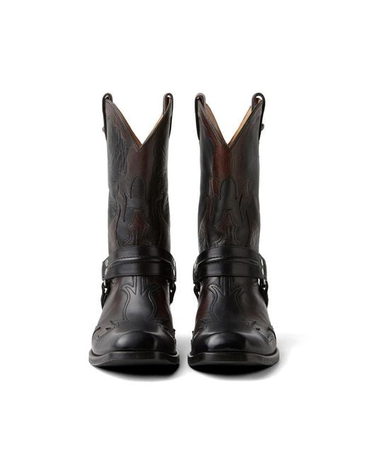 Versace Black Sylvester Leather Texan Boots for men