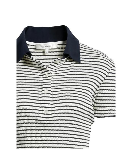 FRAME Black Striped Polo Top