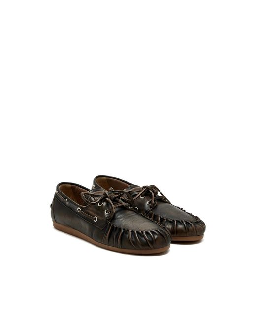 Alohas Black Brushed Lace-Up Loafers
