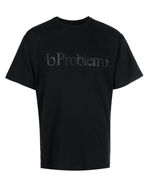 Aries Black Slogan-print T-shirt for men