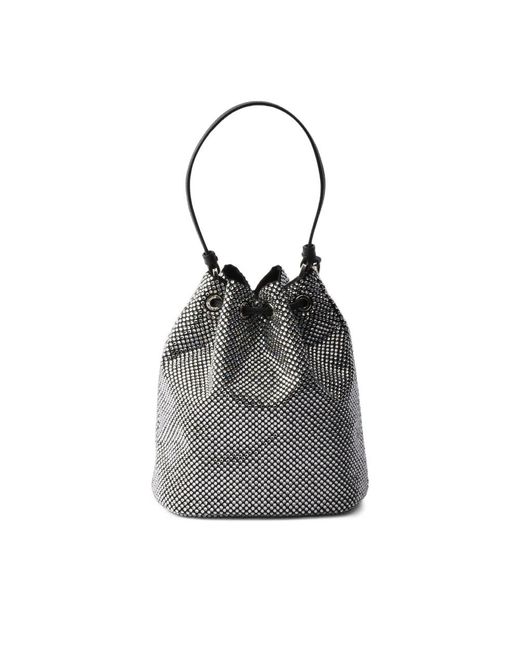 Prada Black Mini Crystal-Embellished Bucket Bag