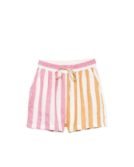 SUSANNA BLU Pink Striped Drawstring Shorts