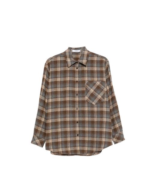 ELEH Brown Checked Chest-Pocket Shirt