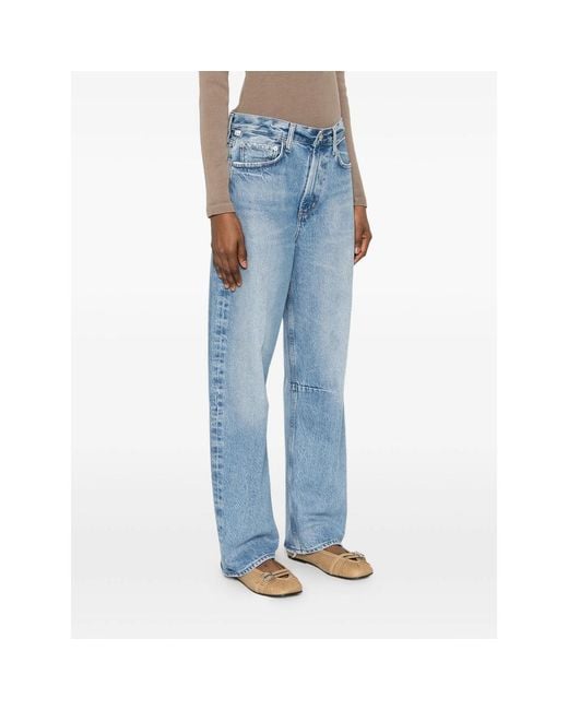 Citizens of Humanity Blue Miro Faded-Effect Wide-Leg Jeans