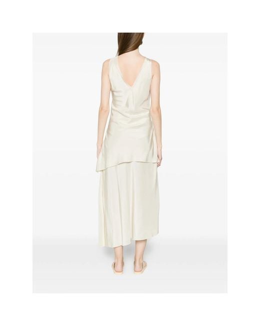 Barena White Nova V-Neck Asymmetric Dress
