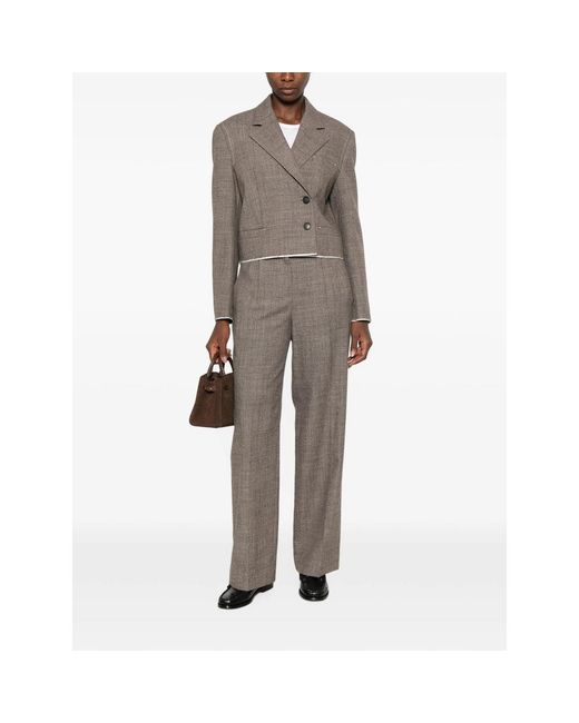 Tela Gray Marl-Effect Raw-Edge Trousers