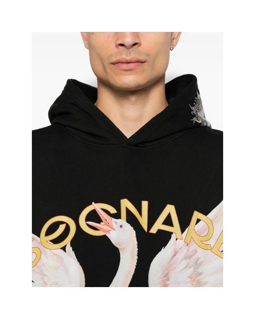 PDF Black Graphic-Print Hoodie for men