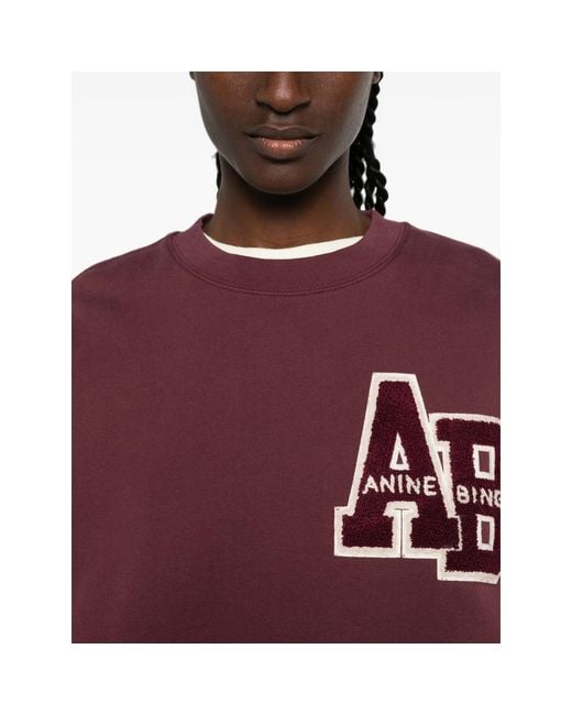 Anine Bing Red Miles Logo-Detail Sweatshirt